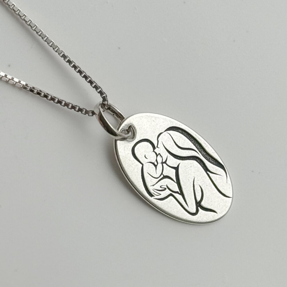 NEW 925 Sterling Silver Necklace, Mother and Child
